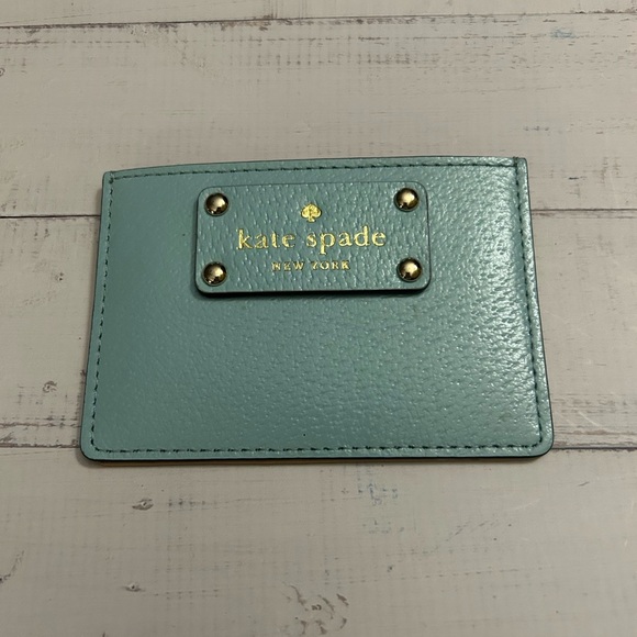 kate spade Accessories - Kate Spade Aqua Card Holder with Gold Details, COA
